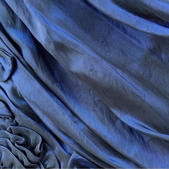 Davids Bridal Strapless Pleated Flower Bridesmaids Mini Dress Navy Blue Size 10 - Picture 5 of 7